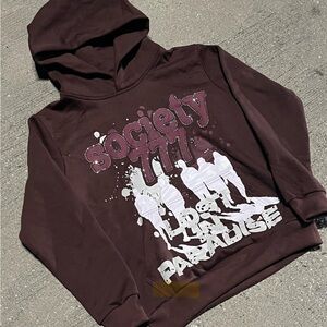 Society Men's Dark Brown Graphic Hoodie